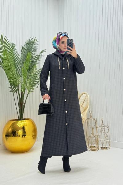 Kapitone Tesettür Kap Siyah  Siyah