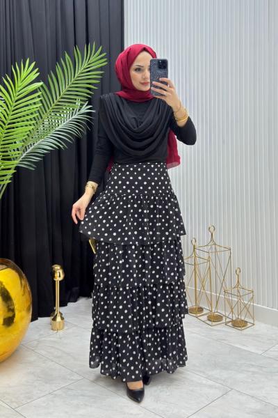 Kat Kat Puantiyeli Takım Siyah