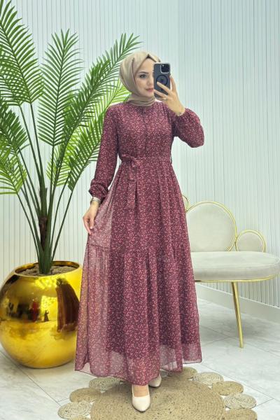 Meryy Tesettür Elbise Gül Gül