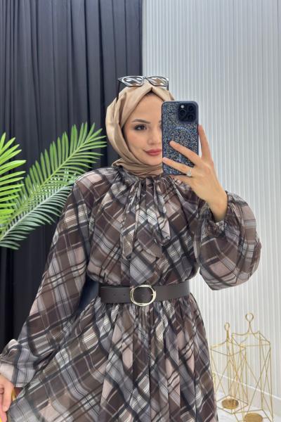 NİHAL ELBİSE KAHVERENGİ  Kahverengi