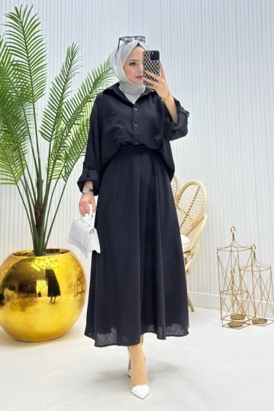 Papatya Tesettür Takım Siyah Siyah