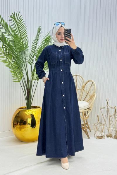 Pervin Tesettür Elbise Lacivert Lacivert