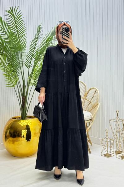 Pinky Tesettür Elbise Siyah Siyah