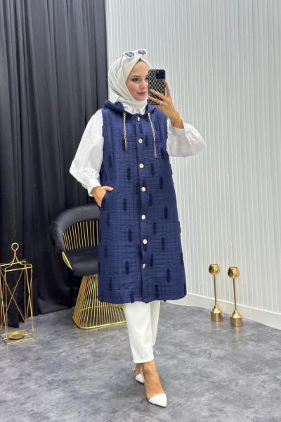 Püskül Detay Yelek Lacivert  Lacivert