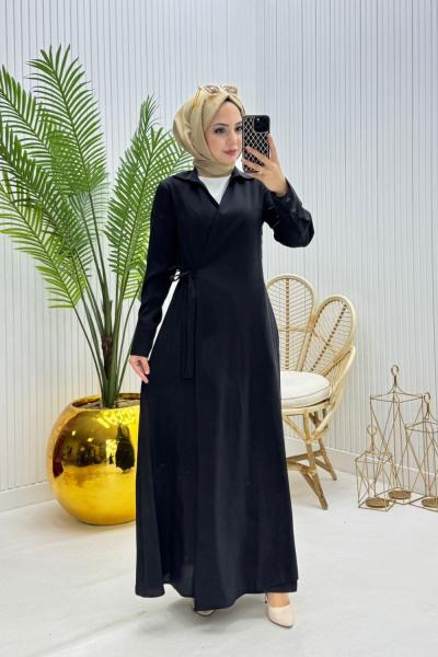 Retro Tesettür Ferace Siyah Siyah