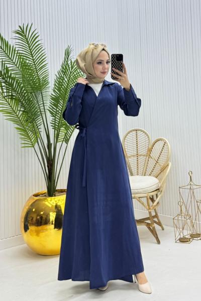 Retro Tesettür Ferace Lacivert  Lacivert