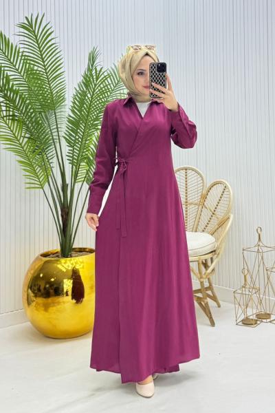 Retro Tesettür Ferace Bordo Bordo