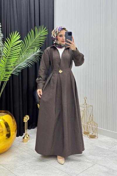 Reva Elbise Lacivert  Kahverengi