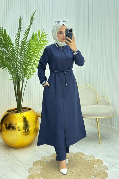 Ribanalı Tesettür Takım Lacivert  Lacivert