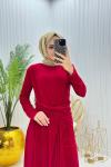 Seda Tesettür Elbise Bordo Bordo