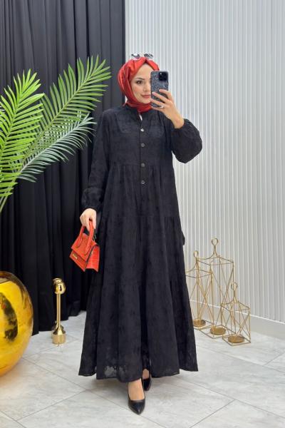 Selen Elbise Siyah Siyah