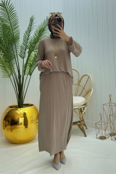 Selma Tesettür Takım Takım Vizon Vizon