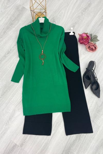 Tesettür Triko Tunik  Yeşil Yeşil