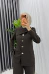 Acı Kahve Ebrar Ceket Takım Tesettür Giyim