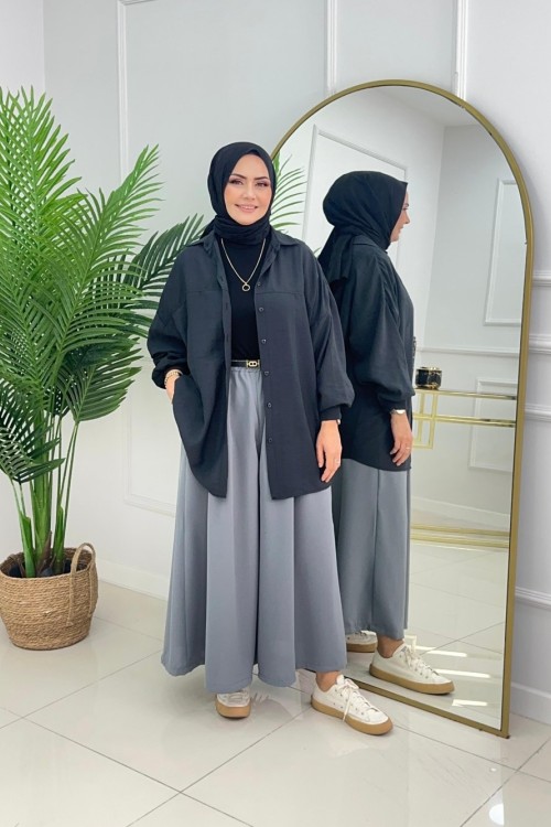 Baggy Etek Pantolon  Gri̇