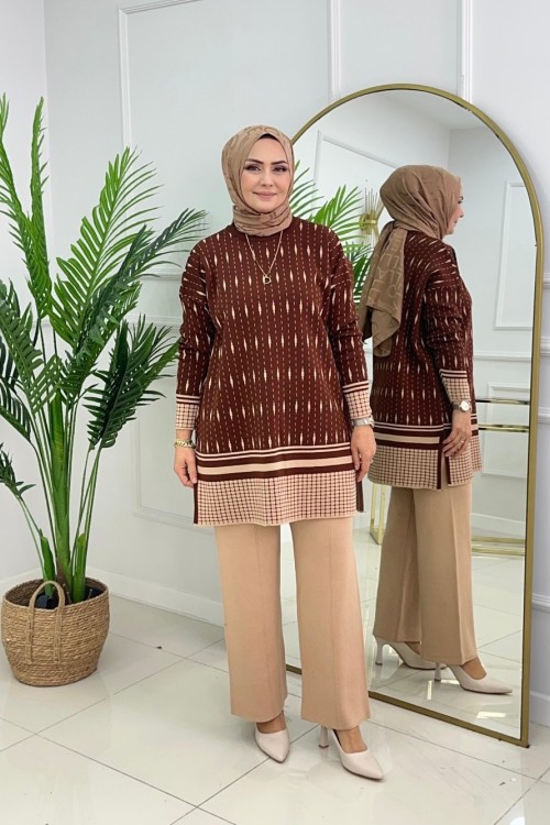 BİNNUR TRİKO TAKIM - KAHVERENGİ