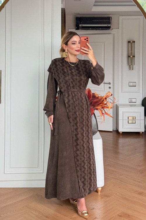 BONCUK ELBİSE Kahverengi
