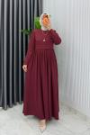 Bordo Burgu Sinem Elbise Tesettür Giyim