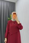 Bordo Ceyşan Elbise Premium Seri Tam Boy Tesettür Giyim