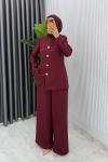 Bordo  Ebrar Ceket Takım Tesettür Giyim