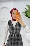 Bordo Leyla Ekose Jile Tesettür Giyim