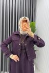 Bordo Premium Eda Kot Jile Ceket Takım Tesettür Giyim