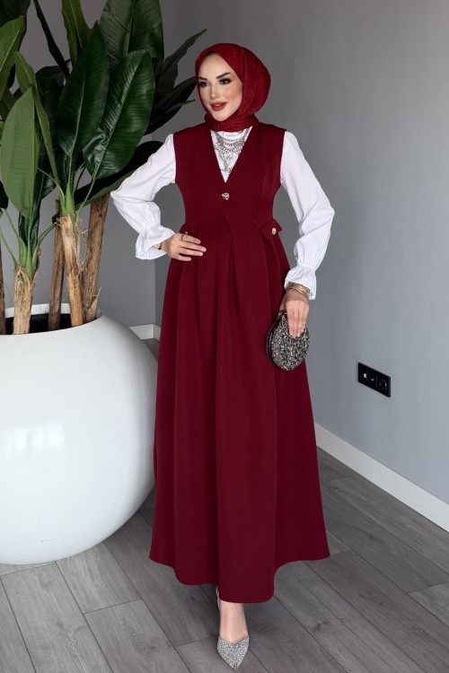 Bordo Premium Zehra Jile Tesettür Giyim