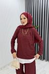 Bordo Zeyzey Takım Tesettür Giyim