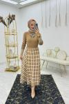 Camel Ekose Triko Takım Tesettür Giyim