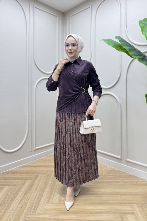 Fatoş Etekli Takım Mürdüm
