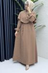 Feriha Bolero Elbise Tesettür Giyim  Sütlü Kahve