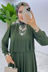 Haki Premium Diva Elbise Tesettür Giyim