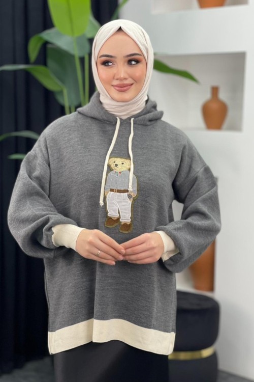 Kapşonlu Ayıcıklı Sweat