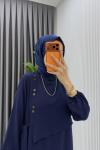 Lacivert Ceyşan Elbise Premium Seri Tam Boy Tesettür Giyim