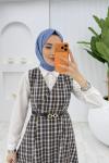 Mavi Leyla Ekose Jile Tesettür Giyim
