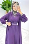 Mürdüm Premium Silva Tulumlu Abaya Takım Tesettür Giyim