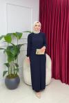 NAZLI PİLİSELİ ELBİSE - LACİVERT