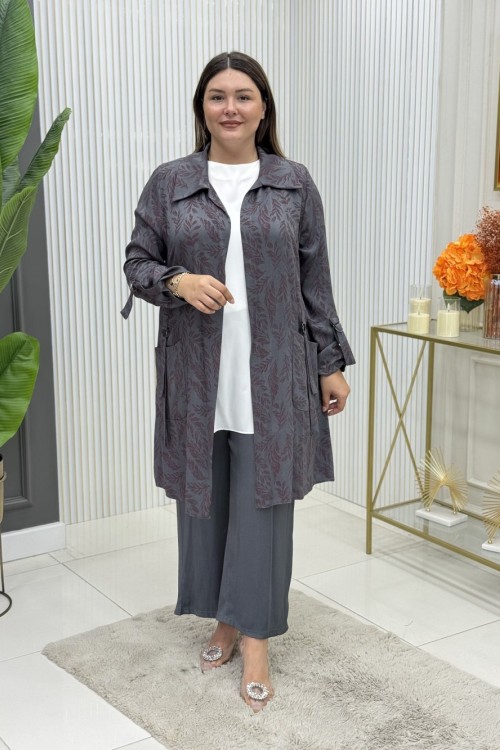 Nergis Üçlü Takım  Gri