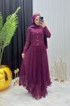 Piliseli Etekli Takım Bordo Bordo