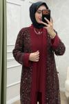 Safir 3 Lü Takım Bordo