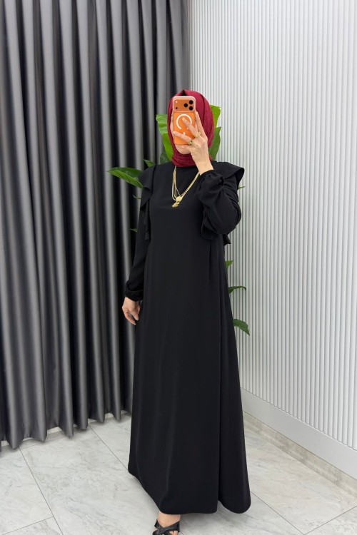 Siyah Eylül Elbise Premıum Tesettür Giyim