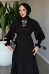 Siyah Meşk Abaya Takım Tesettür Giyim