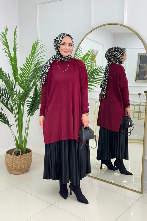 Yağmur Tri̇ko Tuni̇k  Bordo