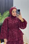 Yonca Dantel Takım Bordo Bordo